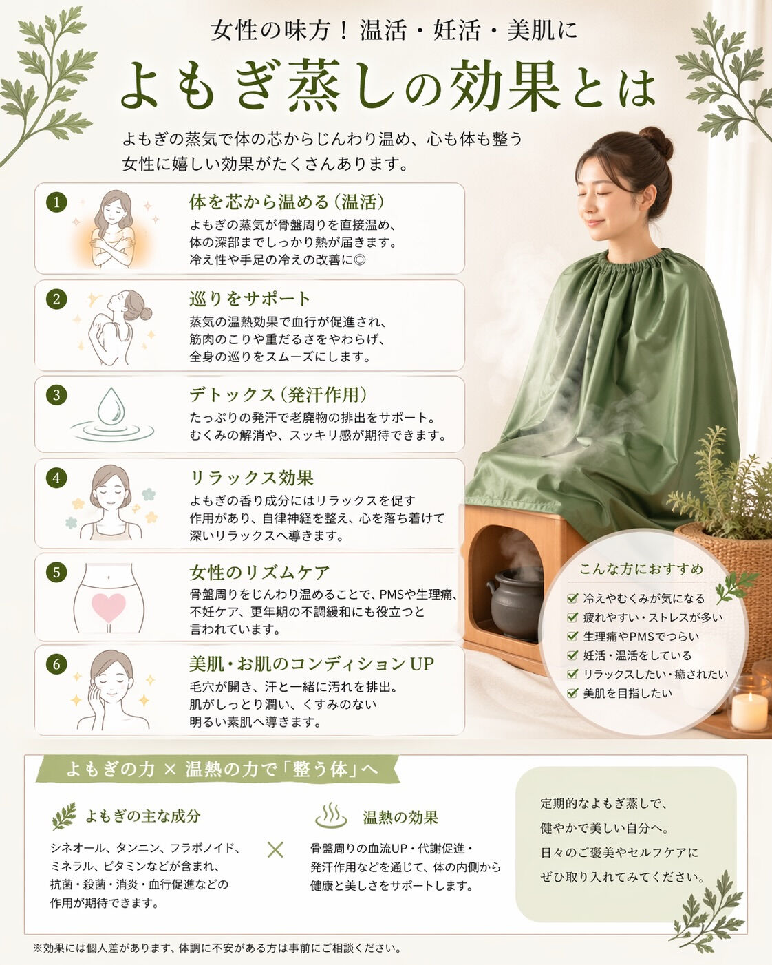 よもぎ蒸しの効果まとめ🌿